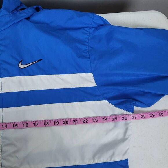 VTG 90s Nike Mens Windbreaker Jacket Size Medium Blue Hooded Full Zip White Tag - Picture 8 of 9